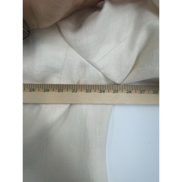 Lauren Ralph Lauren Blazer 100% Linen Mandarin Collar Herringbone Woven Jacket - Picture 9 of 15